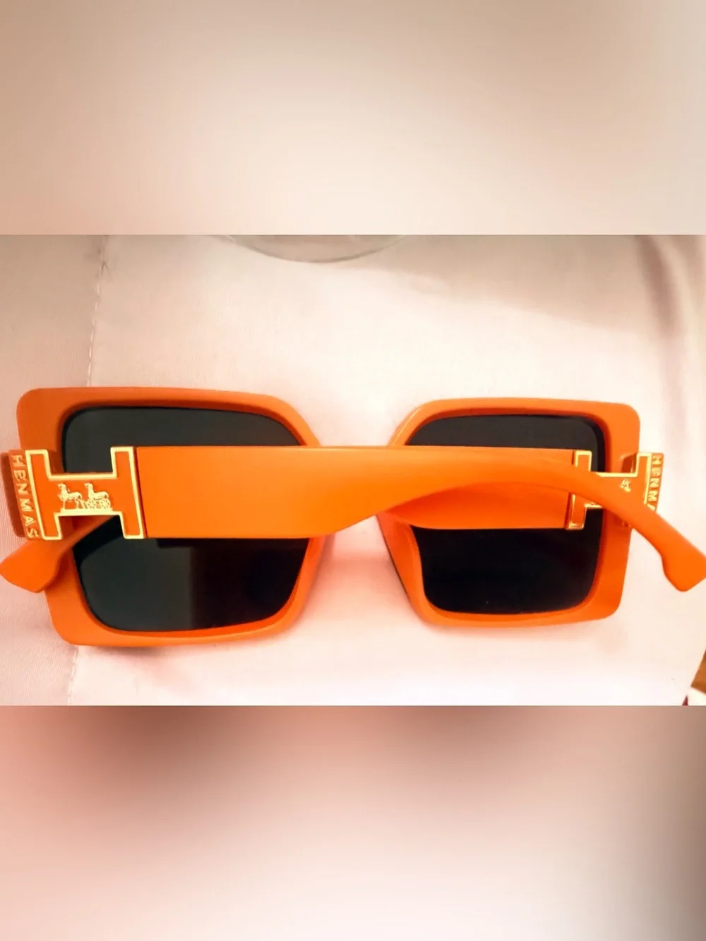 Stylish Orange and Brown Oversized Sunglasses - Designer H Accent